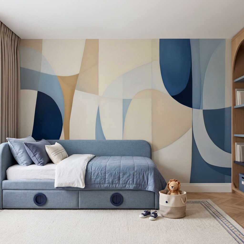Blue and white art piece