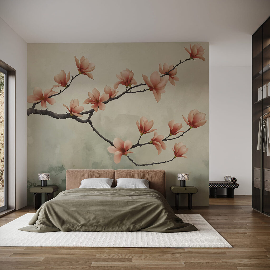 Branch with pink flowers