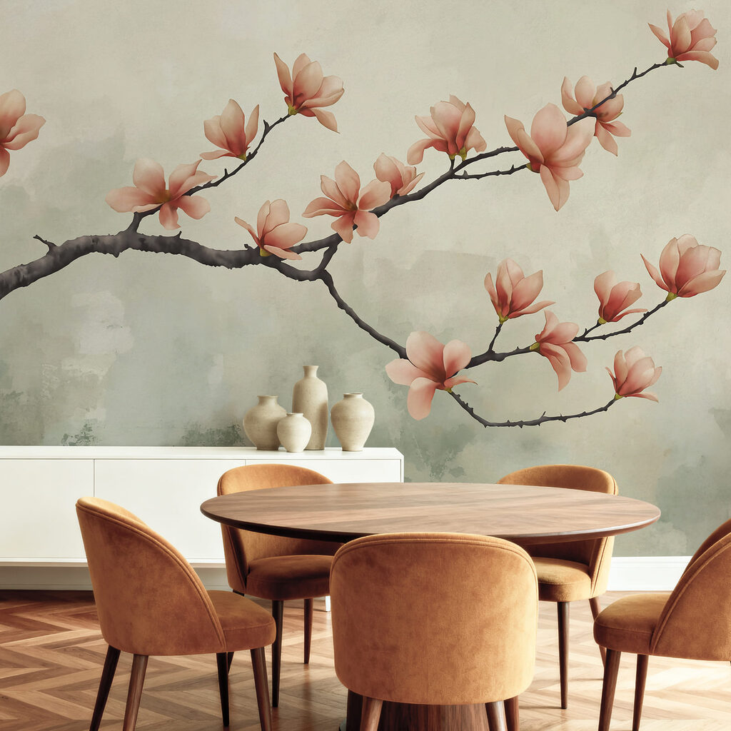 Branch with pink flowers