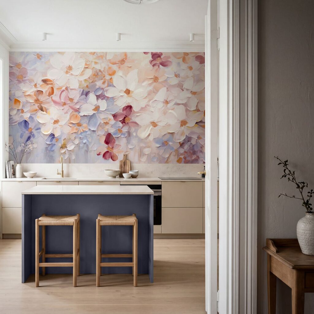 Painting of flowers on a white surface
