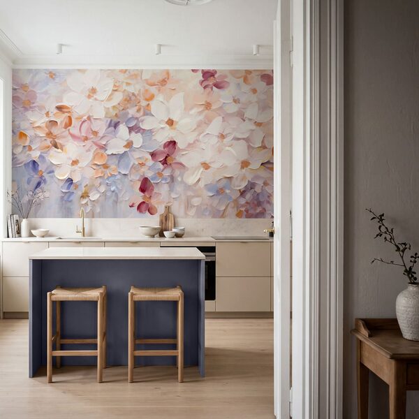 Painting of flowers on a white surface
