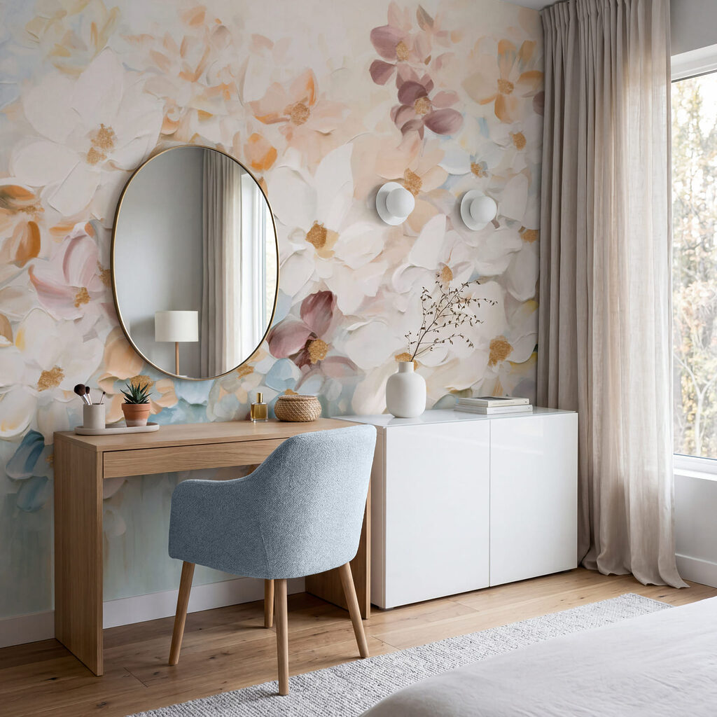 Painting of flowers on a white surface Painting of flowers on a white surface