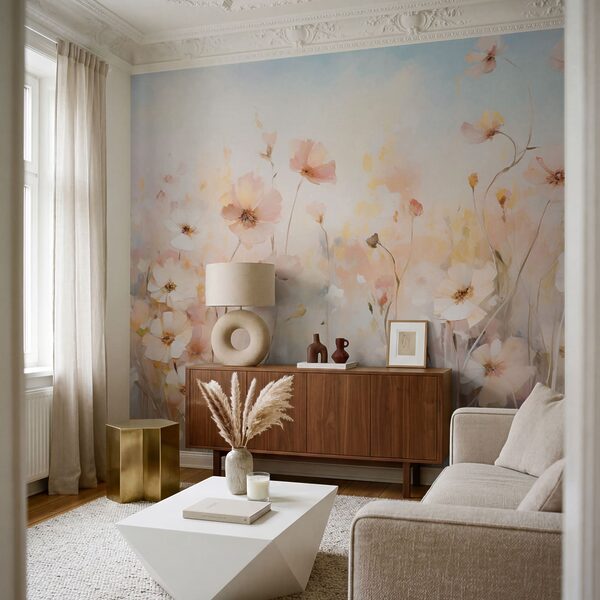 Painting of flowers in a field