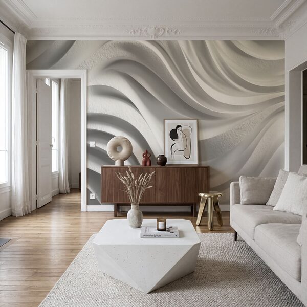 White wall with wavy lines