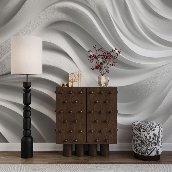 White wall with wavy lines