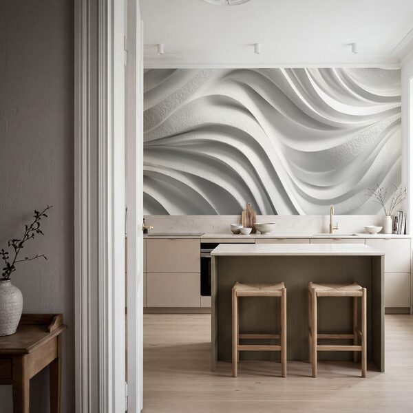 White wall with wavy lines