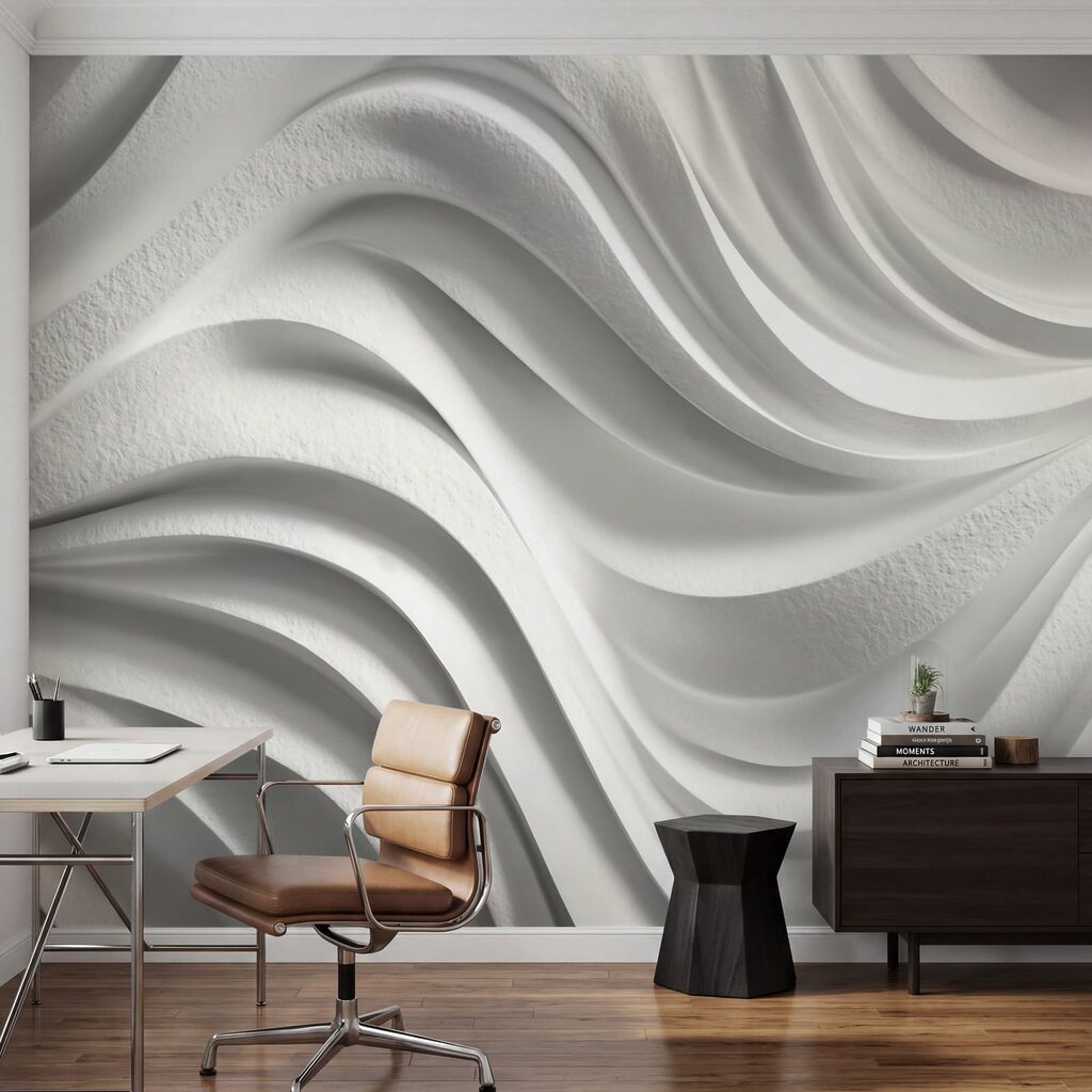 White wall with wavy lines