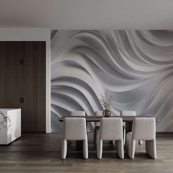 White wall with wavy lines White wall with wavy lines