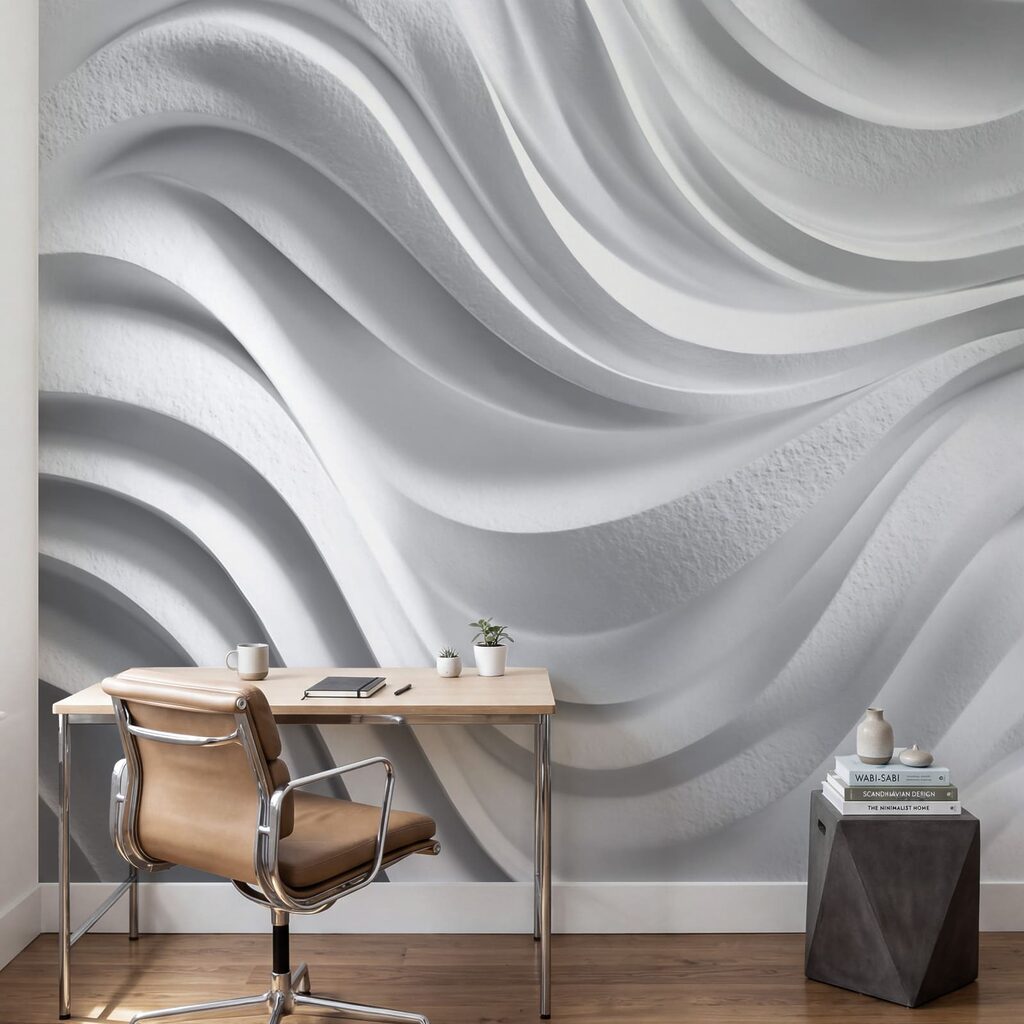 White wall with wavy lines White wall with wavy lines