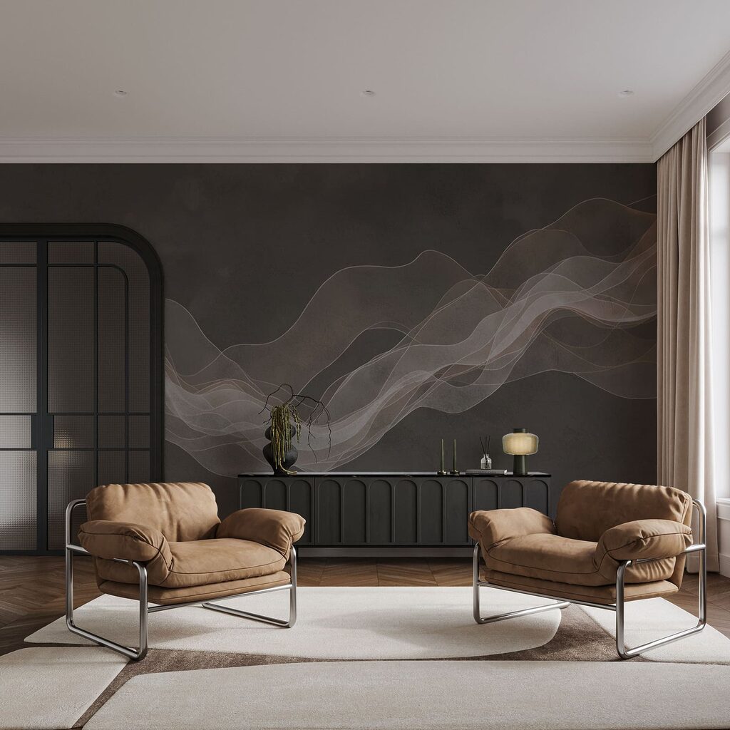 White and brown wavy lines