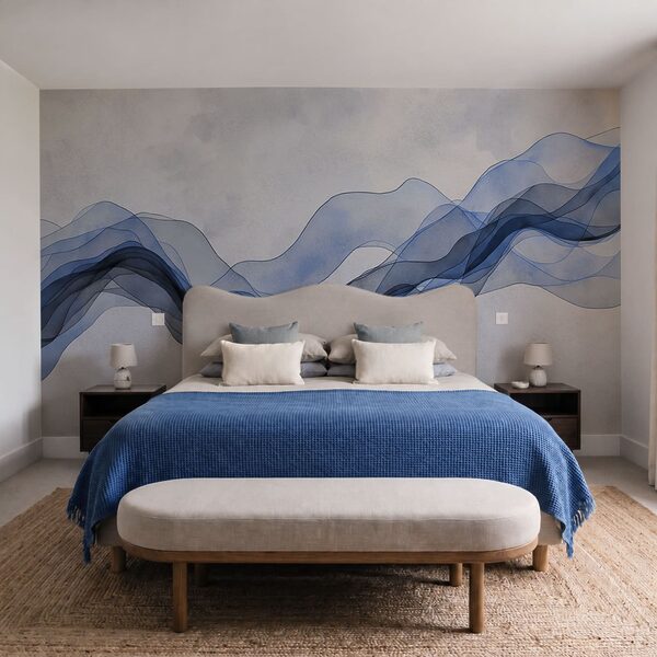 Blue wavy lines on a white background