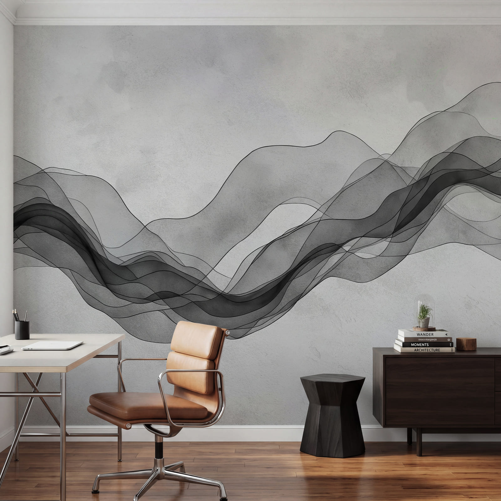 Black and white image of a wave