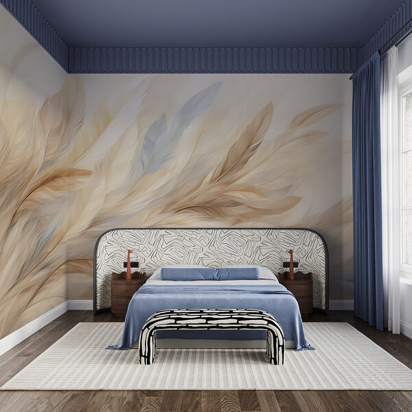 Soft, flowing feathers in warm tones Soft, flowing feathers in warm tones