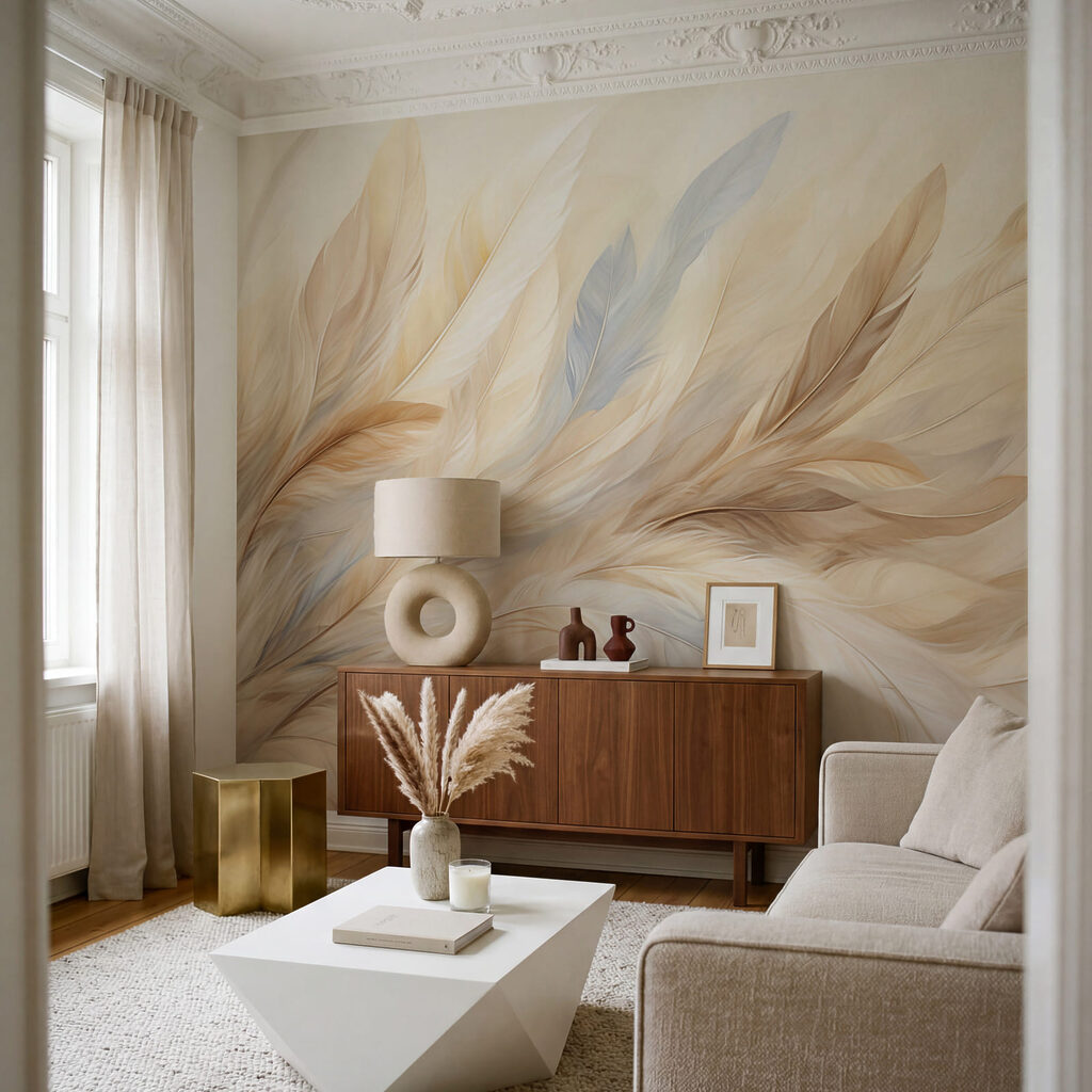 Soft, flowing feathers in warm tones Soft, flowing feathers in warm tones