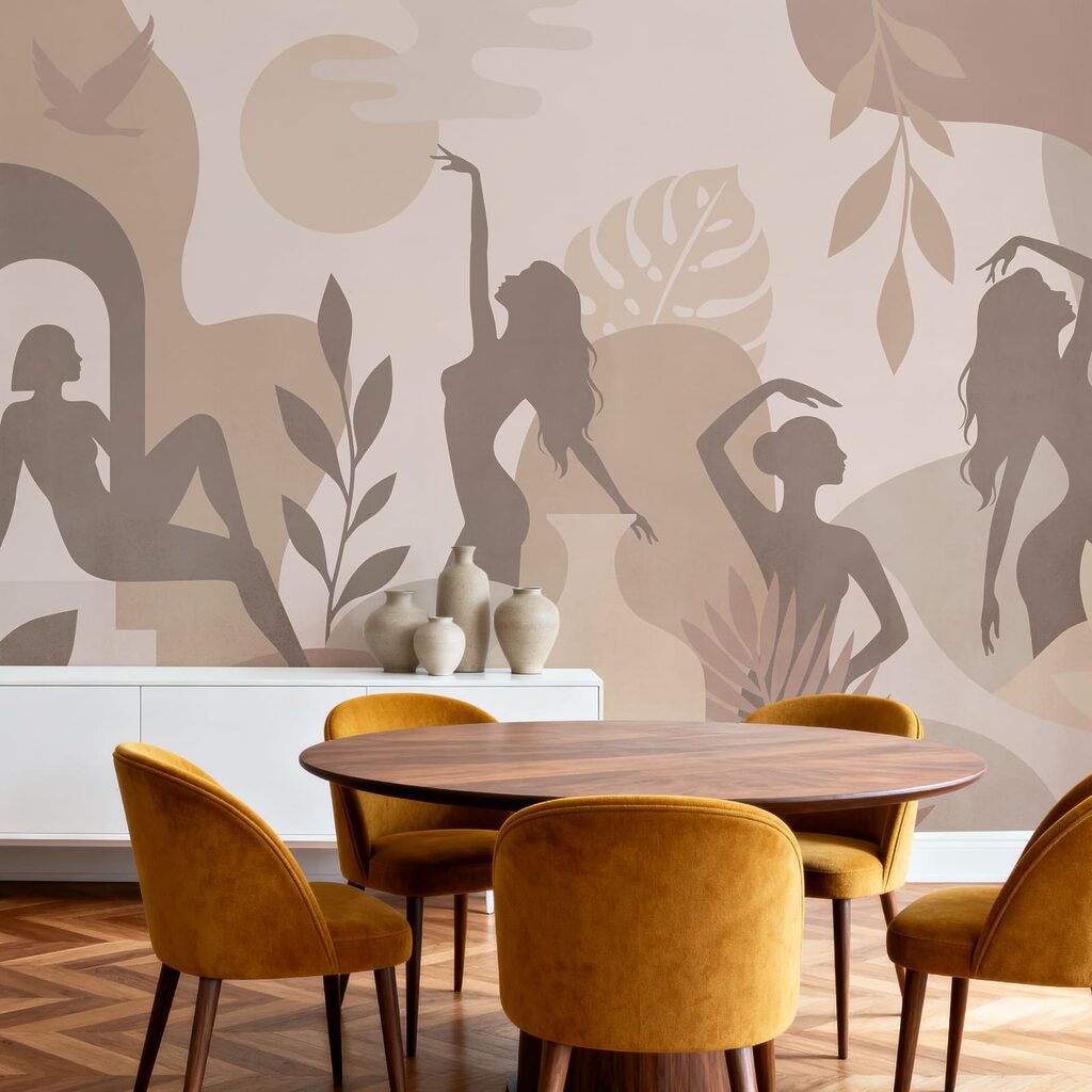 Woman's silhouettes and plants Woman's silhouettes and plants