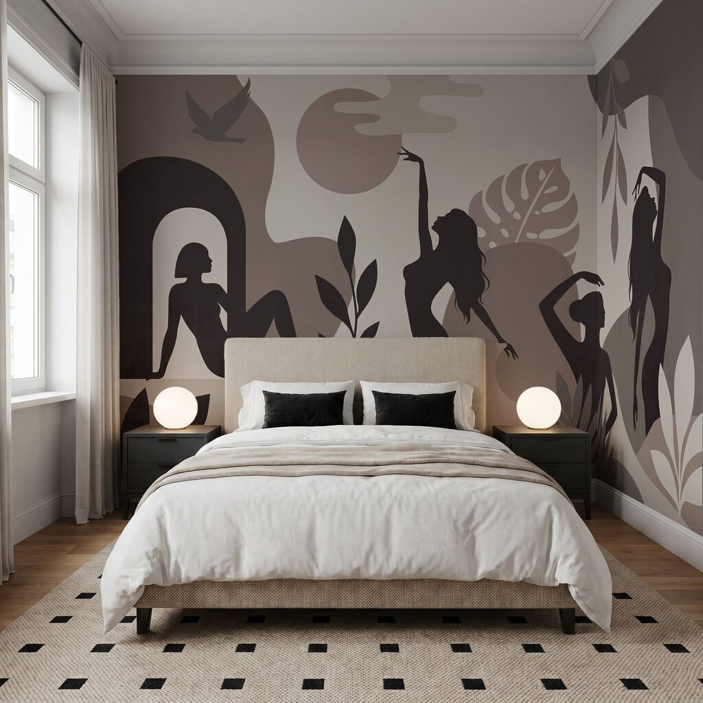 Elegant silhouettes in a serene landscape