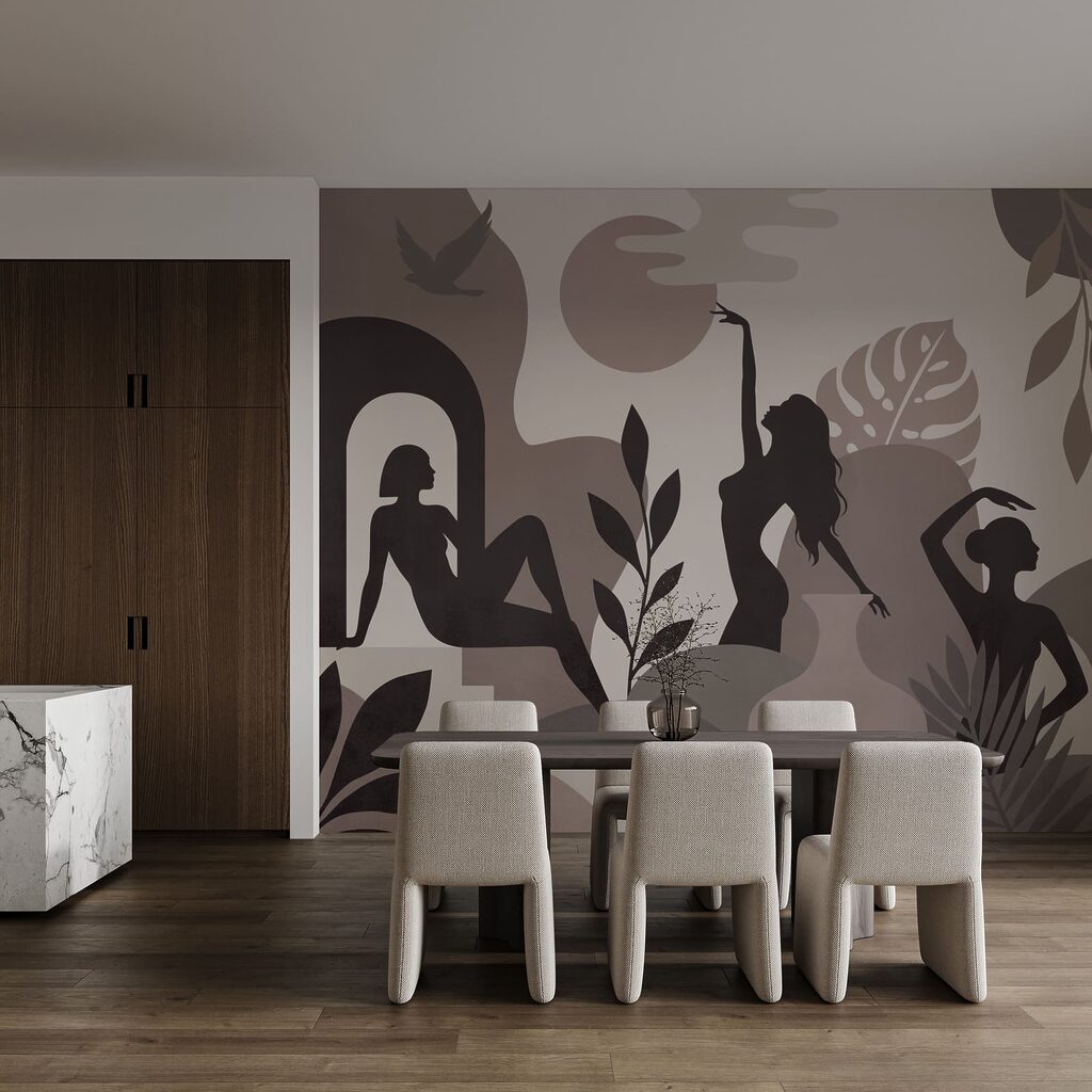 Elegant silhouettes in a serene landscape