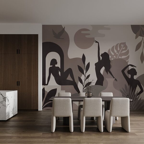 Elegant silhouettes in a serene landscape