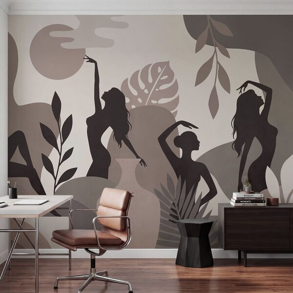 Elegant silhouettes in a serene landscape