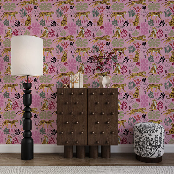 Pattern of leopards and flowers