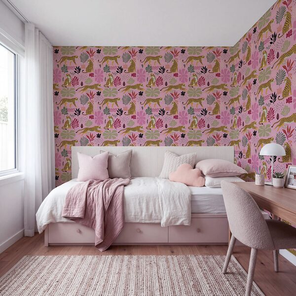Pattern of leopards and flowers