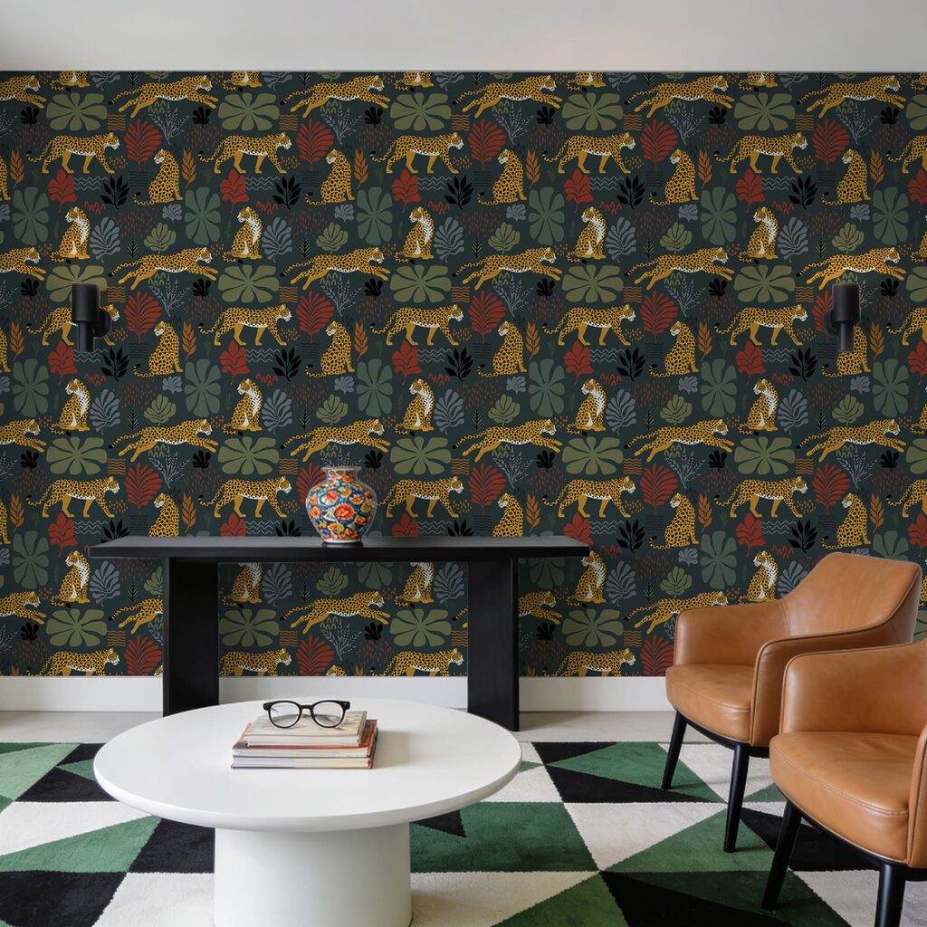 Pattern of cheetahs and plants