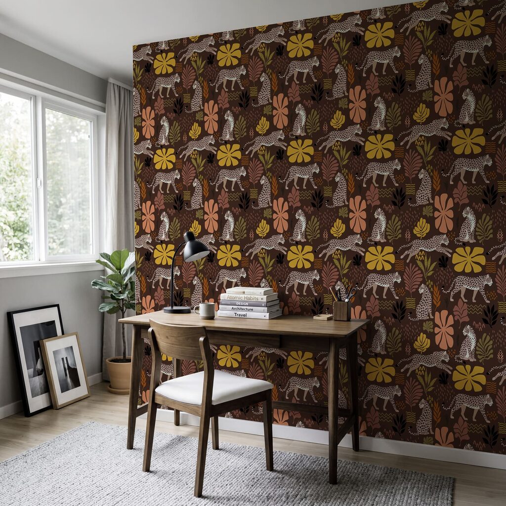 Pattern of leopards and flowers