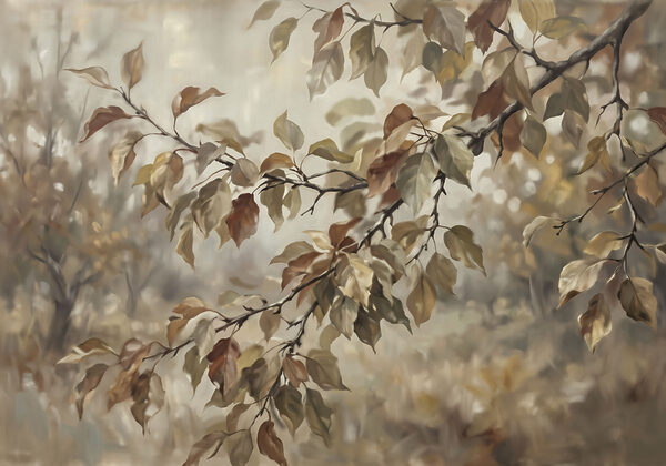 Tree branch with brown leaves