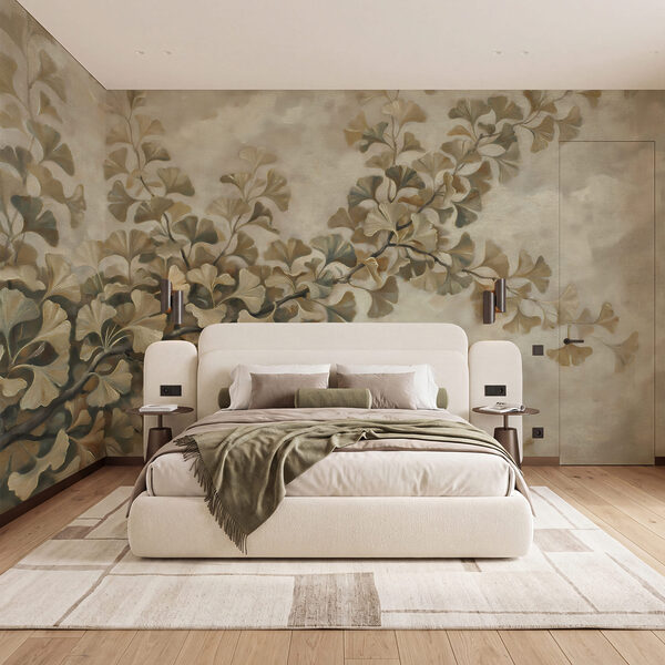 Wall mural Painting of a branch with leaves