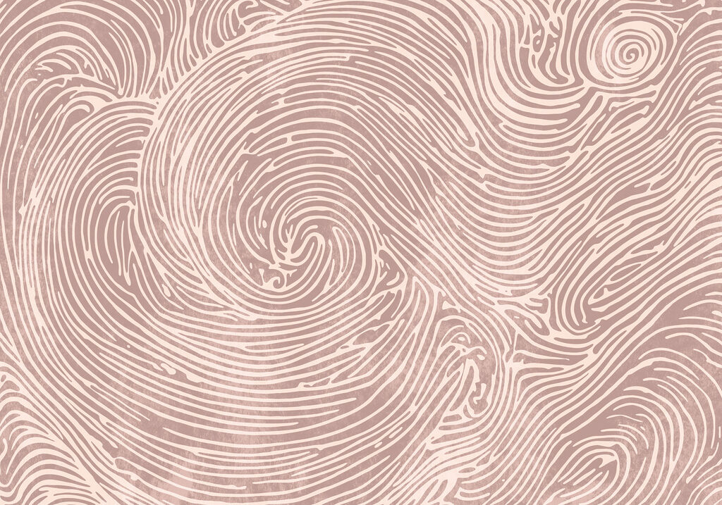 Swirling lines create visual rhythm