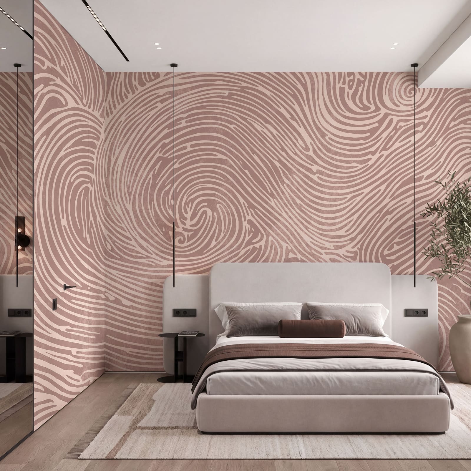 Swirling lines create visual rhythm