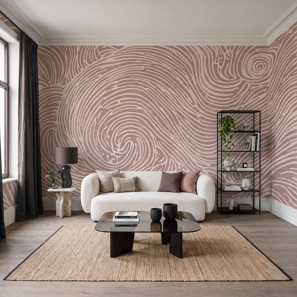 Swirling lines create visual rhythm