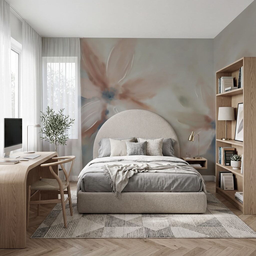 Painting of flowers on a white surface Painting of flowers on a white surface