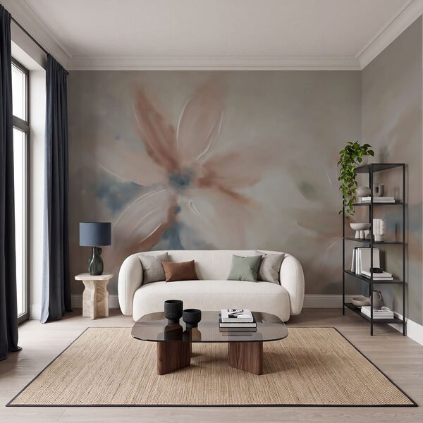 Painting of flowers on a white surface Painting of flowers on a white surface
