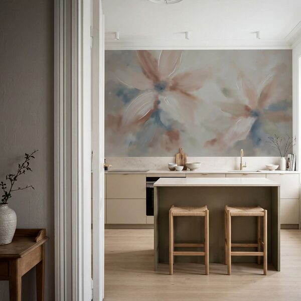 Painting of flowers on a white surface Painting of flowers on a white surface