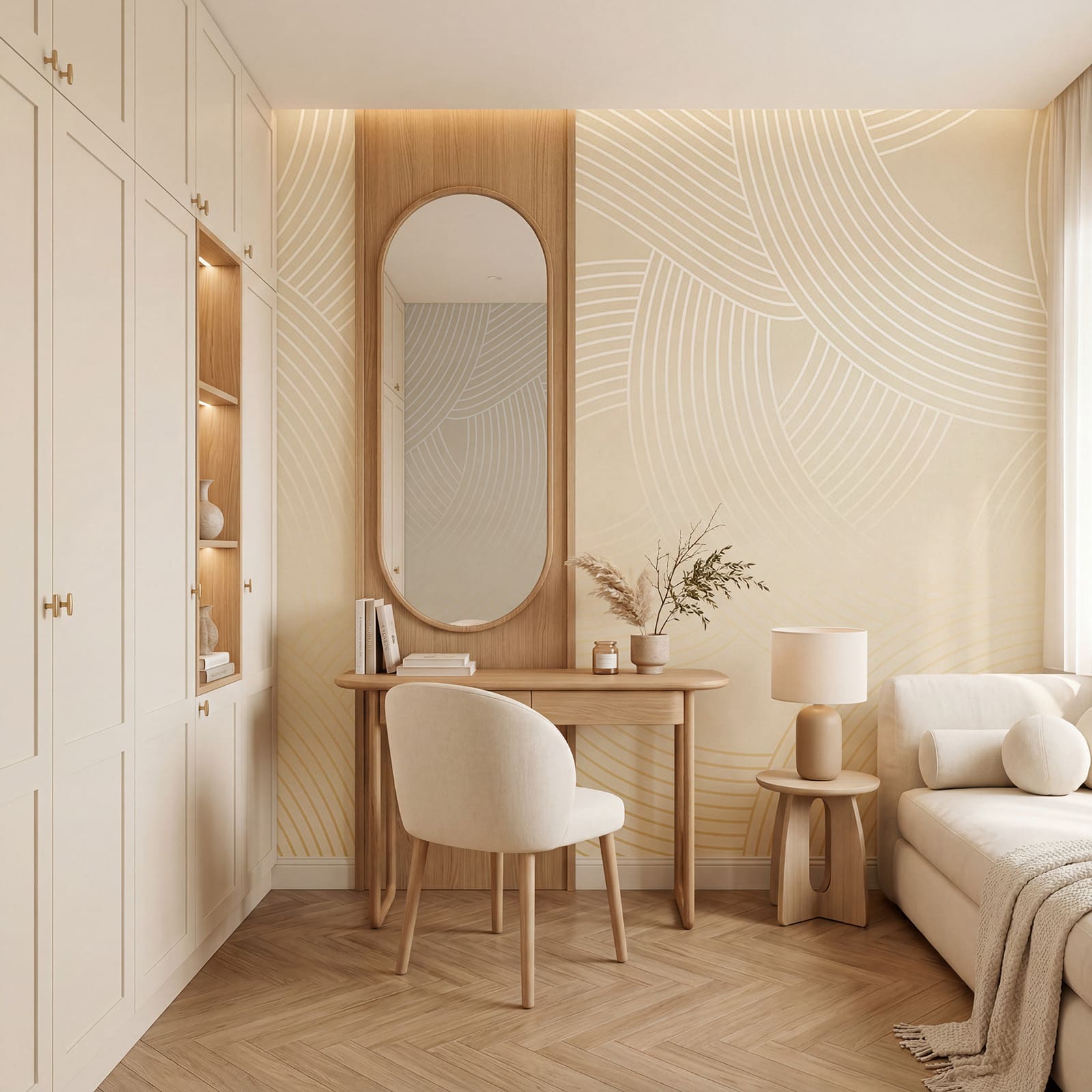 Flowing lines create subtle elegance