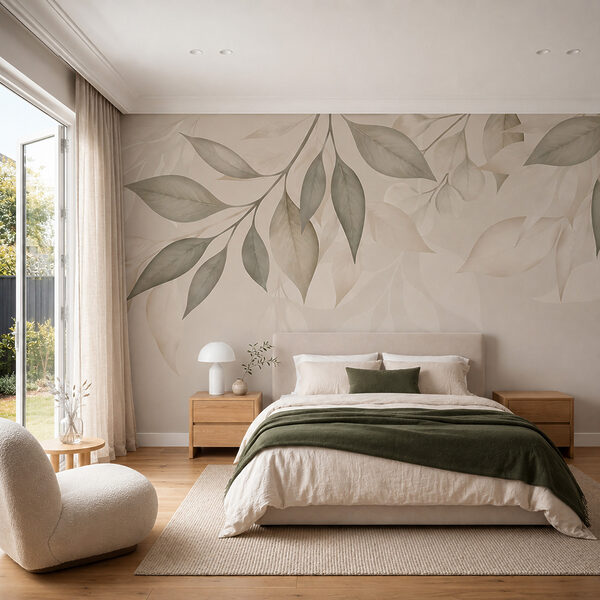 Wall mural Soft leaves in gentle hues