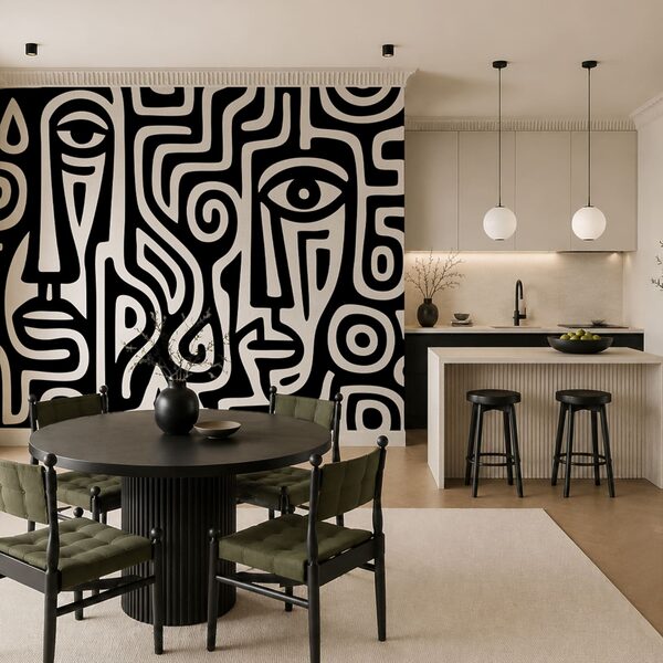 Black and white pattern of faces Black and white pattern of faces