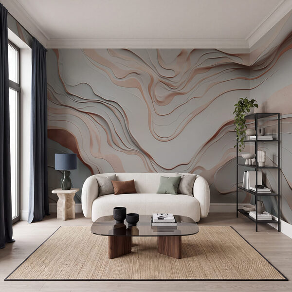 Wall mural White and brown paper cut out