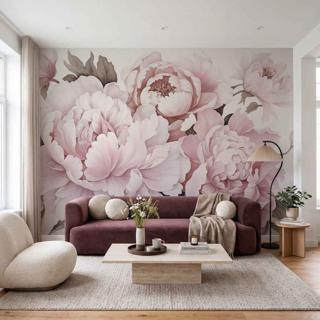 Soft pink peonies in full bloom Soft pink peonies in full bloom