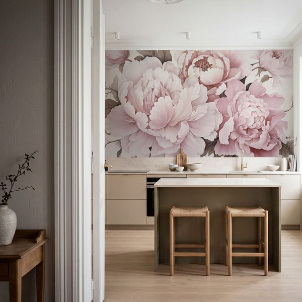 Soft pink peonies in full bloom Soft pink peonies in full bloom