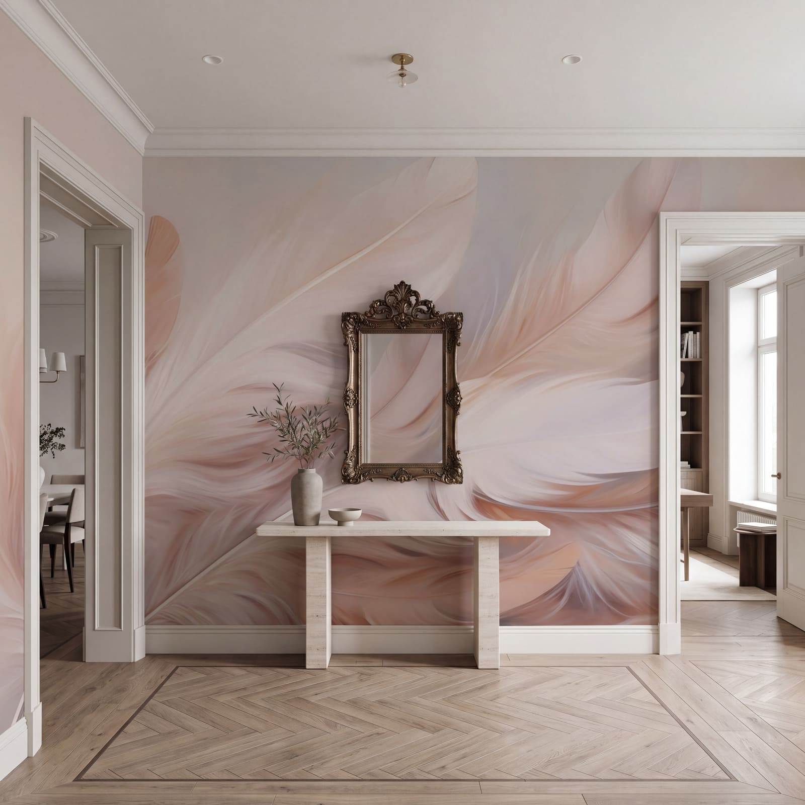 Delicate feathers in soft pastel hues Delicate feathers in soft pastel hues
