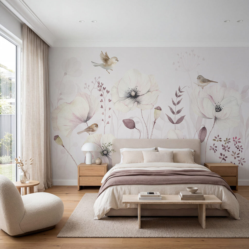 Painting of flowers and birds Painting of flowers and birds