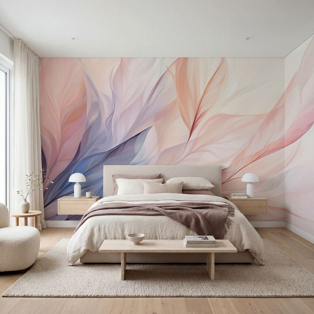 Soft flowing leaves in pastel colors