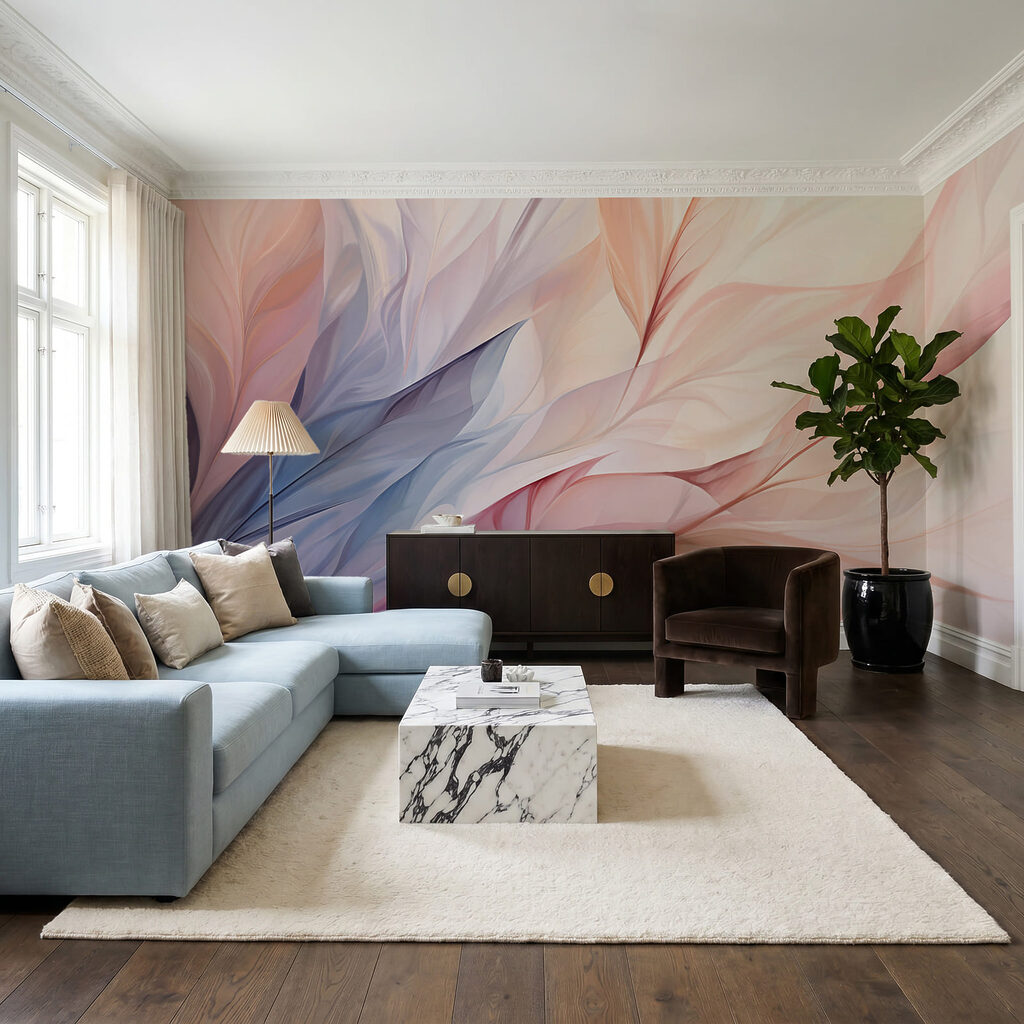 Soft flowing leaves in pastel colors