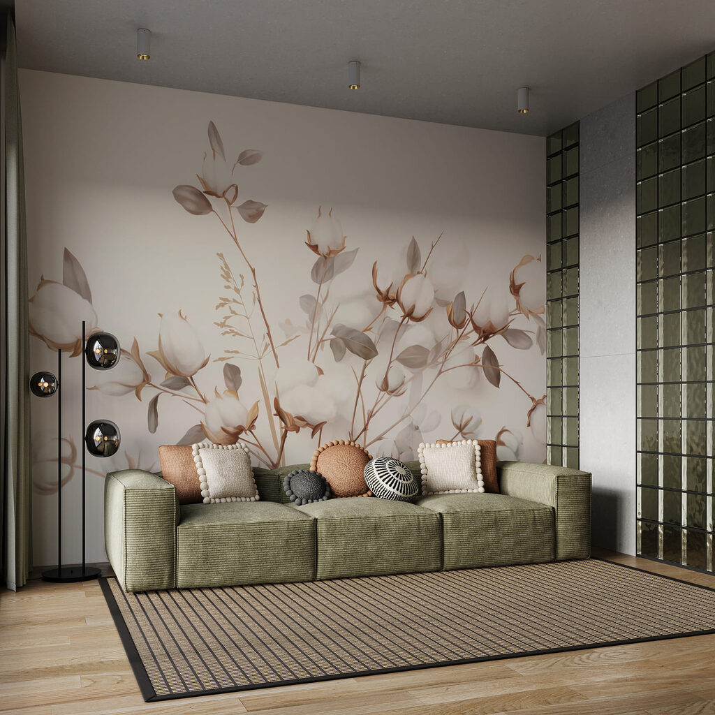 Delicate cotton blooms in soft tones