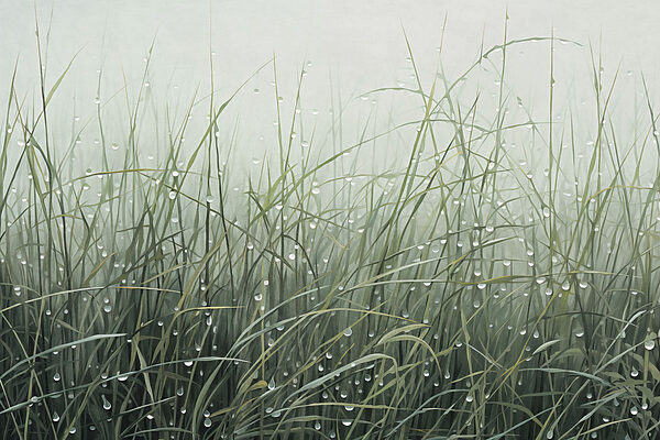 Water droplets on grass in the mist Water droplets on grass in the mist