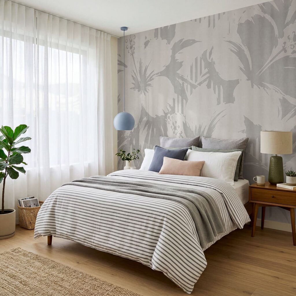 White and grey floral pattern