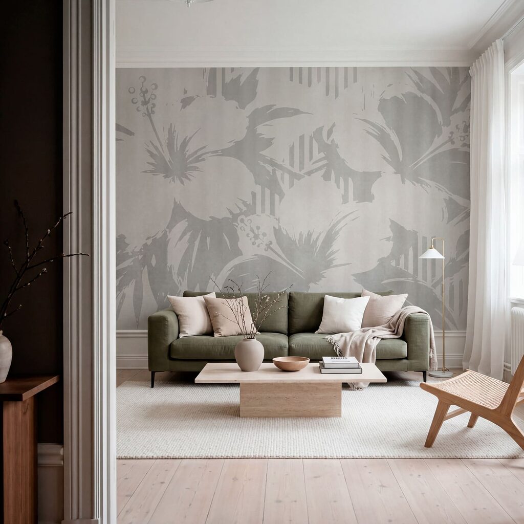 White and grey floral pattern