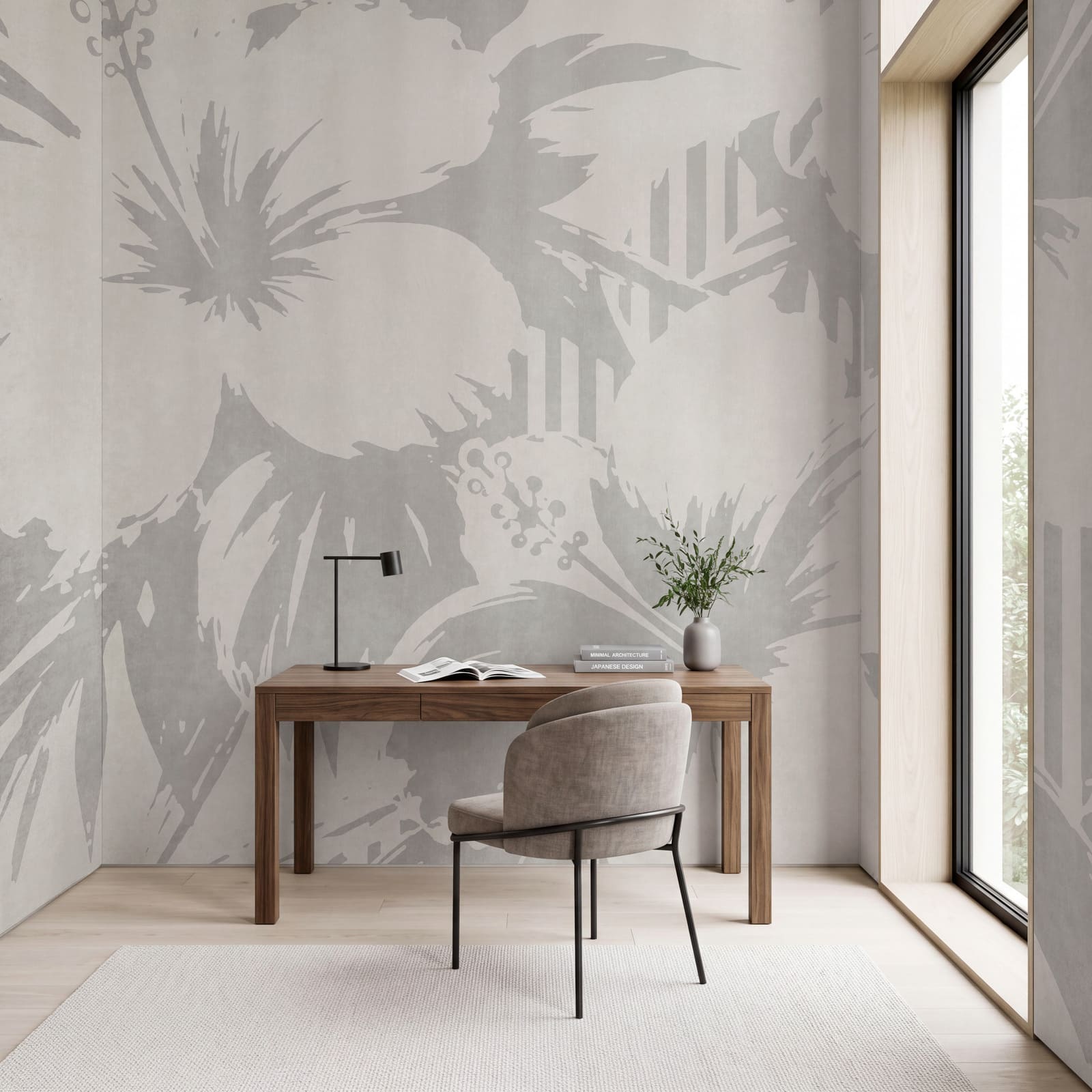 White and grey floral pattern